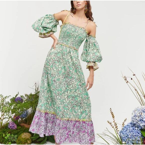 Tuckernuck CELIAB Green and Pink floral Lurleen Dress NWT Size Medium - Picture 1 of 7